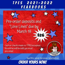 Graphic advertisement for TPES Yearbook Sales